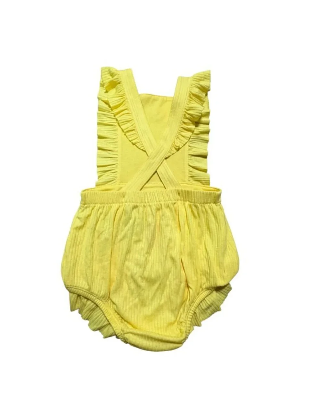 NWT Baby Cat & Jack Yellow Ruffle Bubble Romper 12M Adjustable Straps
